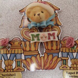 MOM Cherished Teddies Lapel Pin and Earrings Set